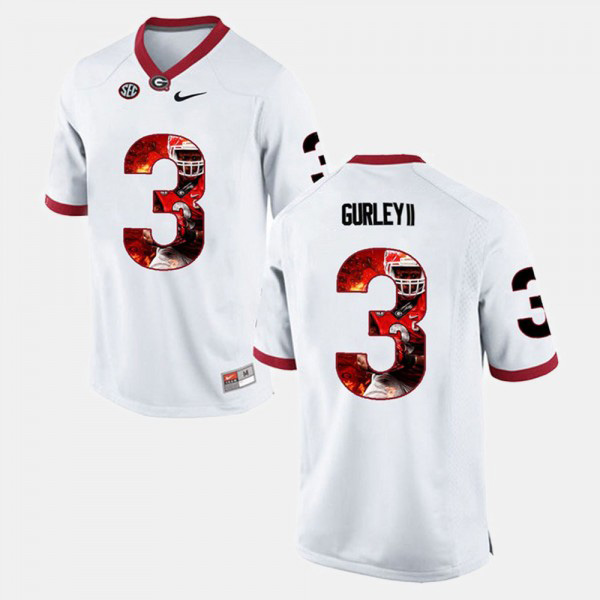 Men's #3 Todd Gurley II Georgia Bulldogs Player Pictorial For Jersey - White